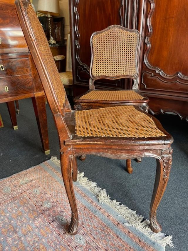 Pair Of 18th Century Louis XV Period Natural Wood Caned Chairs-photo-4