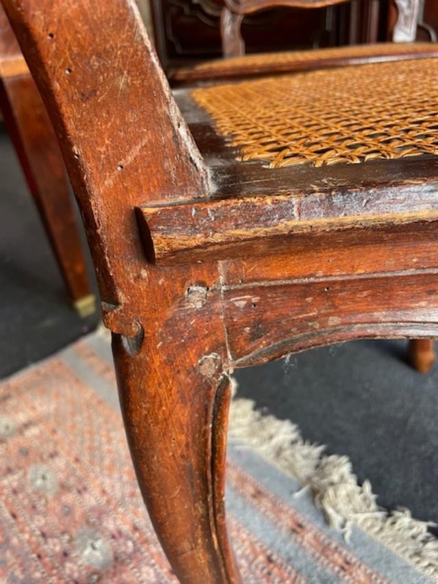 Pair Of 18th Century Louis XV Period Natural Wood Caned Chairs-photo-5