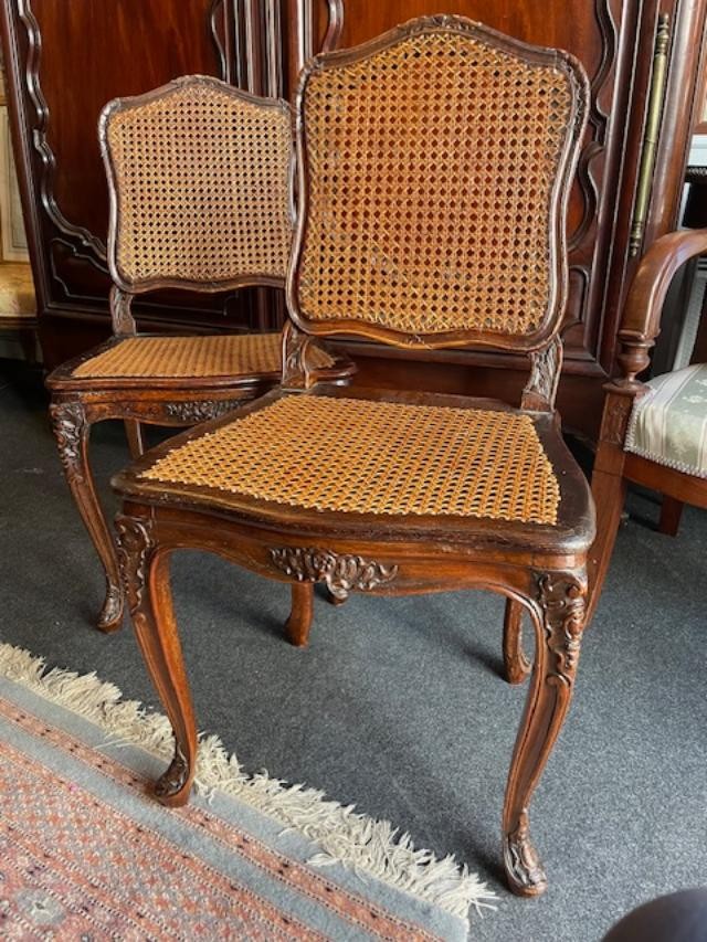 Pair Of 18th Century Louis XV Period Natural Wood Caned Chairs