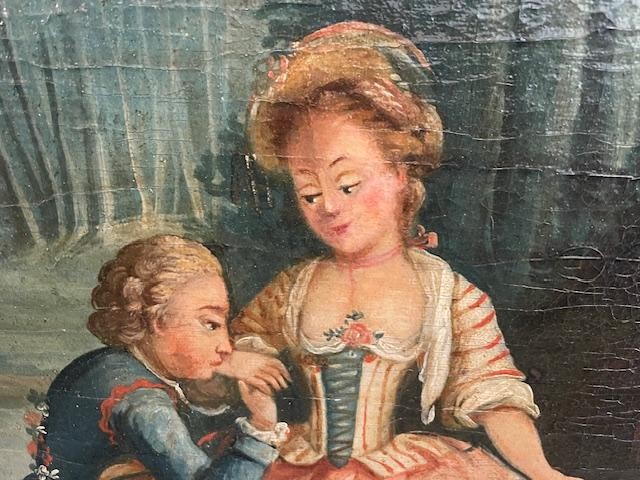 Ecole Fran&ccedil;aise du XVIII &egrave;me si&egrave;cle , sc&egrave;ne galante d'&eacute;poque Louis XVI-photo-5