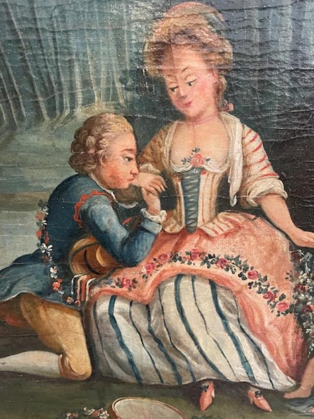 Ecole Fran&ccedil;aise du XVIII &egrave;me si&egrave;cle , sc&egrave;ne galante d'&eacute;poque Louis XVI-photo-6