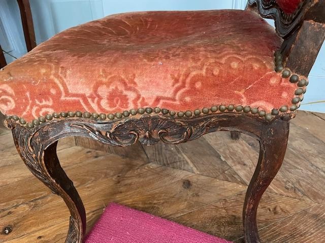 Chaise à dossier plat d'époque Louis XV-photo-3