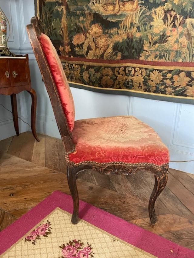 Chaise à dossier plat d'époque Louis XV-photo-1