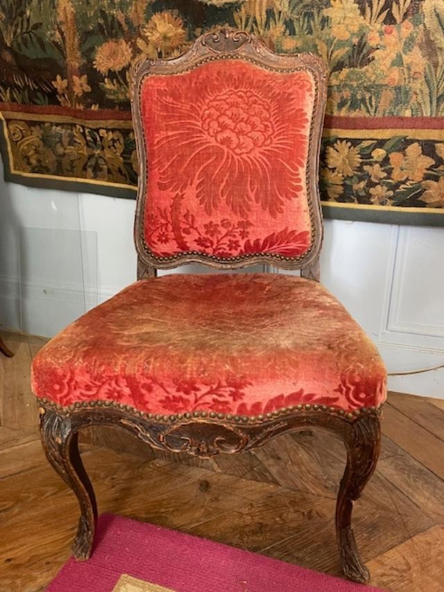 Chaise à dossier plat d'époque Louis XV