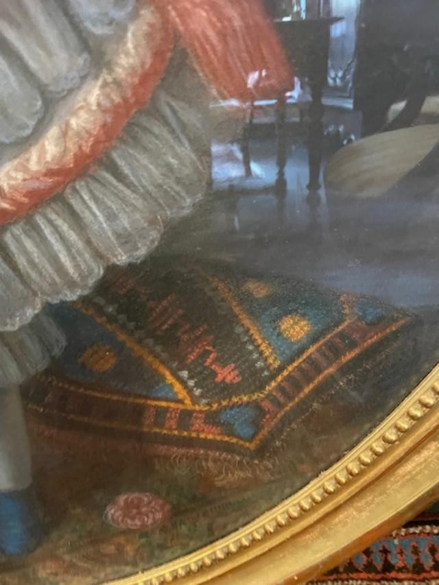 Très important pastel vers 1850 représentant une jeune fille de l'aristocratie.-photo-6