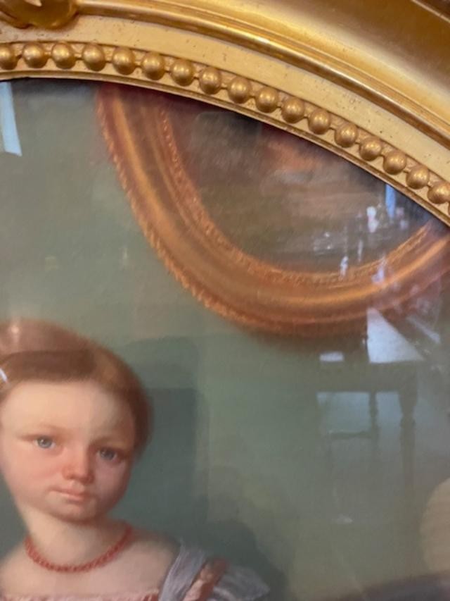 Très important pastel vers 1850 représentant une jeune fille de l'aristocratie.-photo-8
