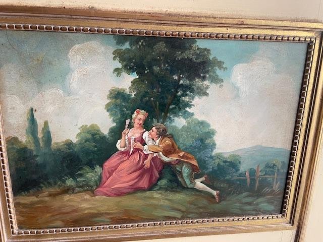 Trumeau de style Louis XVI à décor d'une scène galante-photo-2