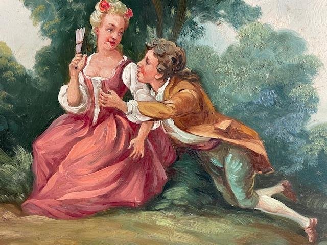 Trumeau de style Louis XVI à décor d'une scène galante-photo-3