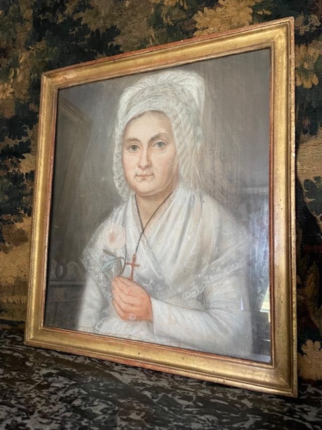 Late 18th Century French School, Pastel Portrait Of A Woman-photo-2
