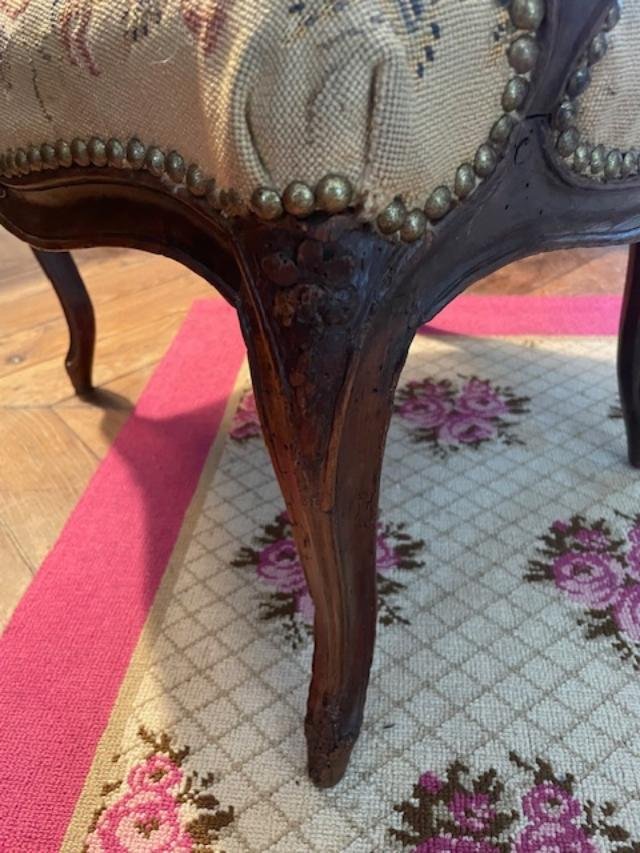 Pair Of Louis XV-style Armchairs Stamped -photo-4