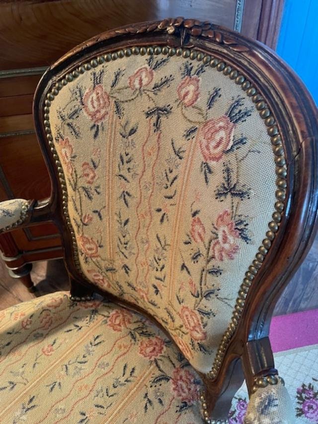 Pair Of Louis XV-style Armchairs Stamped -photo-1