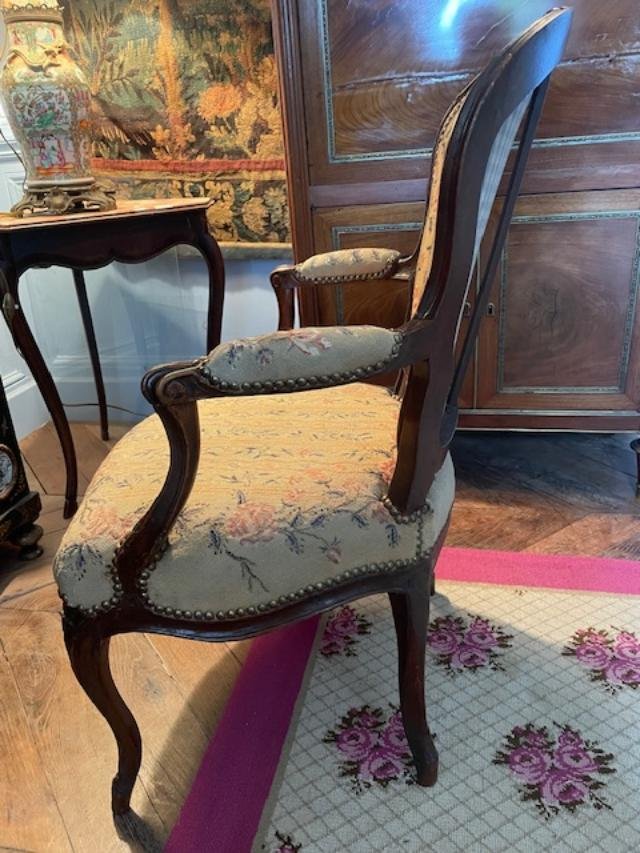 Pair Of Louis XV-style Armchairs Stamped -photo-3