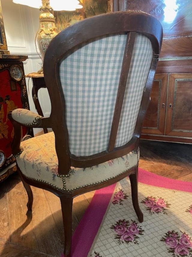 Pair Of Louis XV-style Armchairs Stamped -photo-4