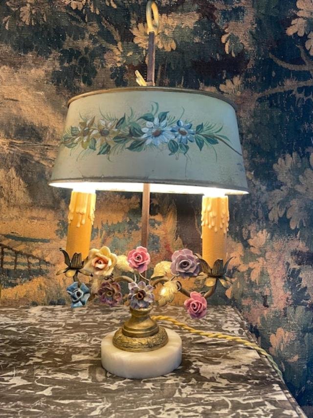 Porcelain Hot Water Bottle Lamp With Floral Design