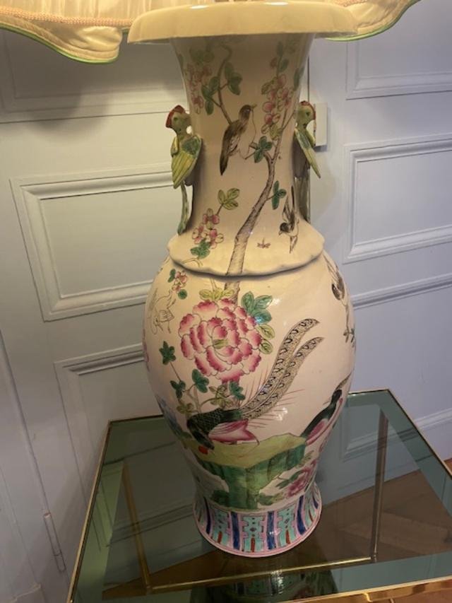 Large Chinese Porcelain Vase Converted Into A Lamp-photo-2