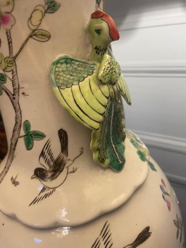 Large Chinese Porcelain Vase Converted Into A Lamp-photo-1