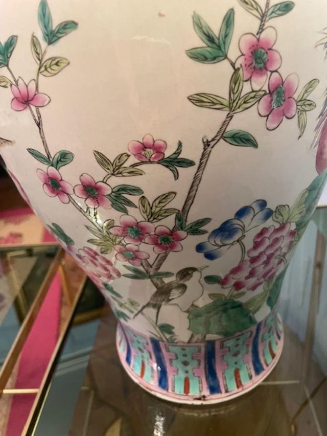 Large Chinese Porcelain Vase Converted Into A Lamp-photo-3