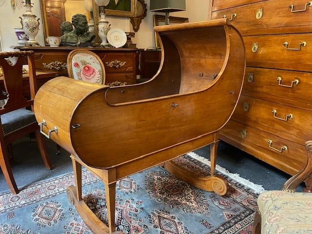 Restored Vintage Cradle Made Of Fruitwood