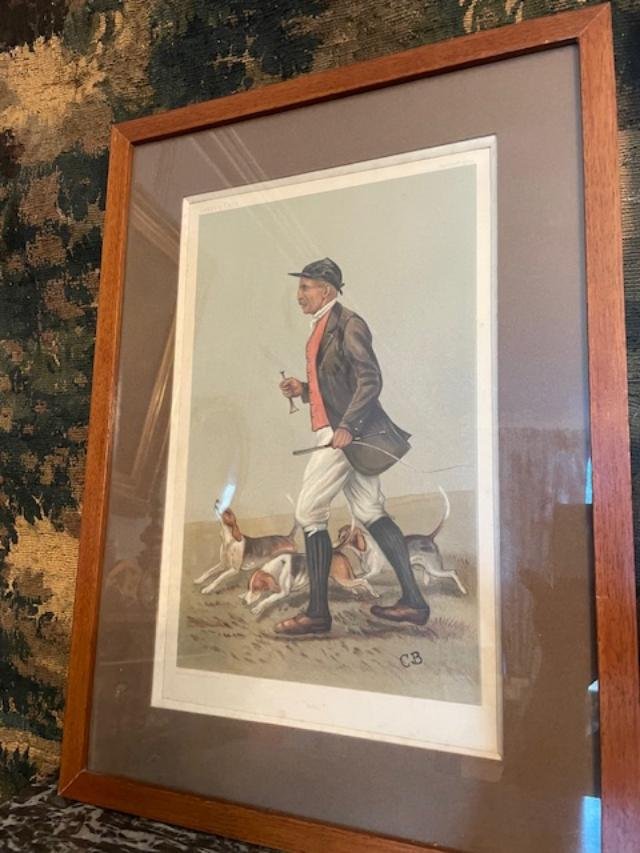 Pair Of Lithographs Depicting Two Hunters-photo-2