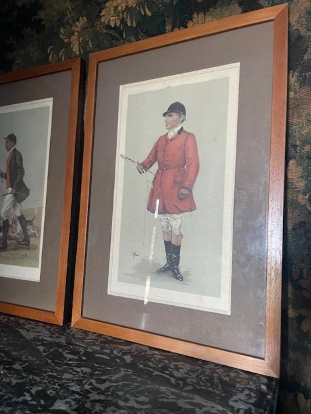 Pair Of Lithographs Depicting Two Hunters-photo-3