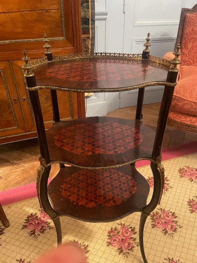 Napoleon III-era Side Table, With Bronze Trim.
