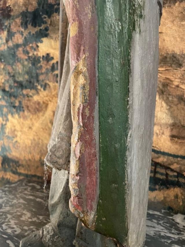 Large Polychrome Wooden Statue Of A Bishop, Mid-18th Century-photo-5