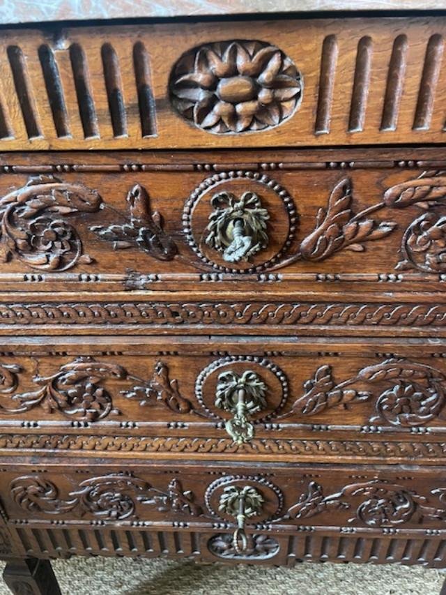 Petite commode 18 ème en bois naturel d'époque Louis XVI-photo-3