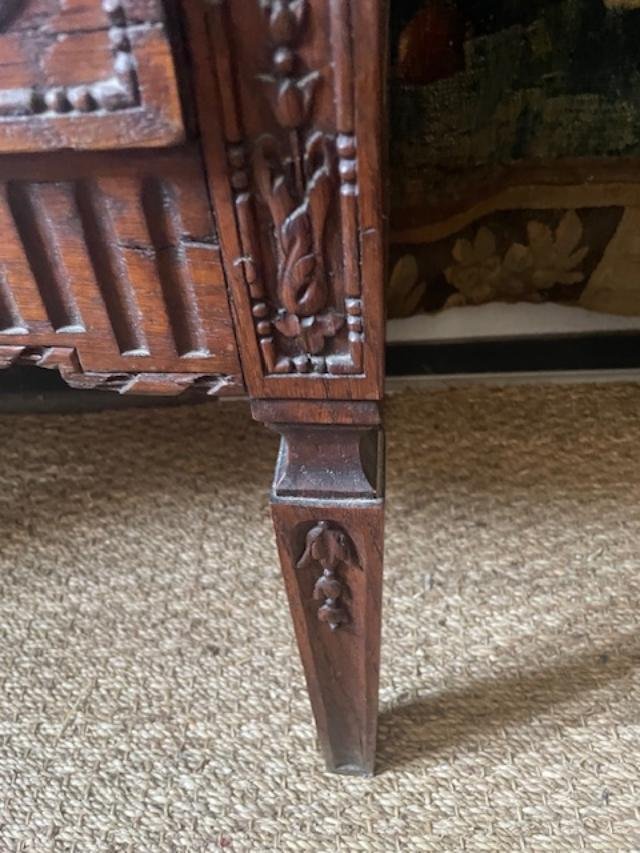 Petite commode 18 ème en bois naturel d'époque Louis XVI-photo-1