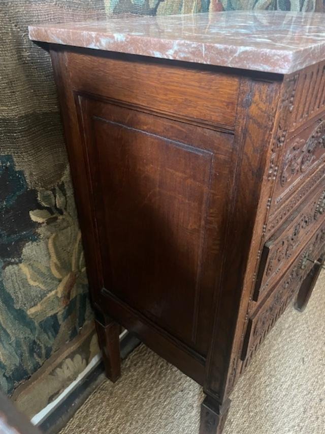 Petite commode 18 ème en bois naturel d'époque Louis XVI-photo-3