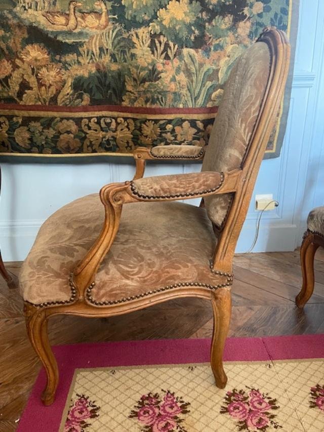 Pair Of 18th-century Armchairs With Flat Backs From The Louis XV Period-photo-4