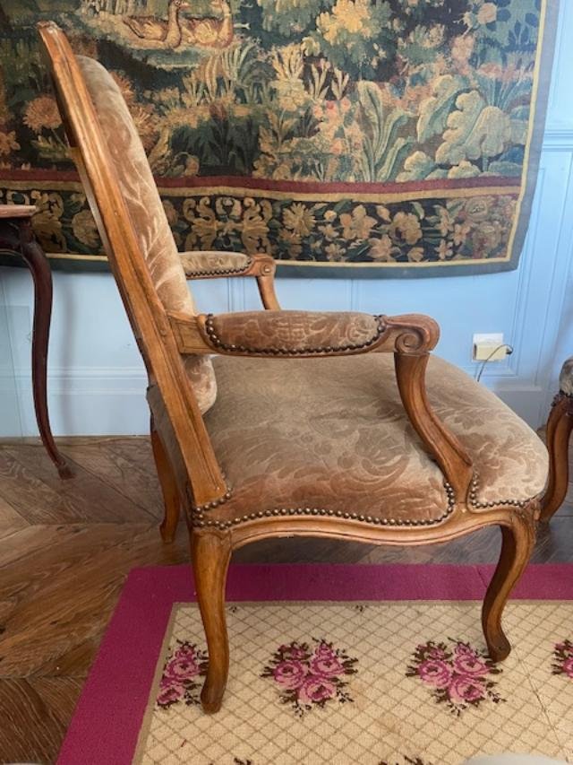 Pair Of 18th-century Armchairs With Flat Backs From The Louis XV Period-photo-3