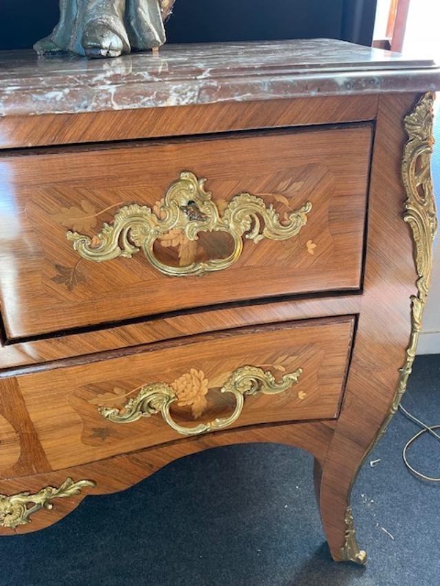 Commode 18 &egrave;me en marqueterie de fleurs d'&eacute;poque Louis XV-photo-3