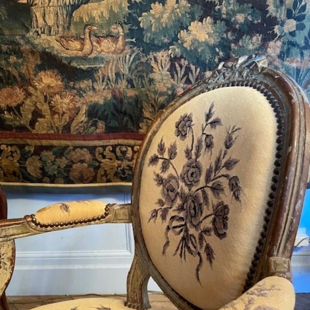 Pair Of 18th-century Armchairs With Medallion-shaped Backs In The Louis XVI Style-photo-1