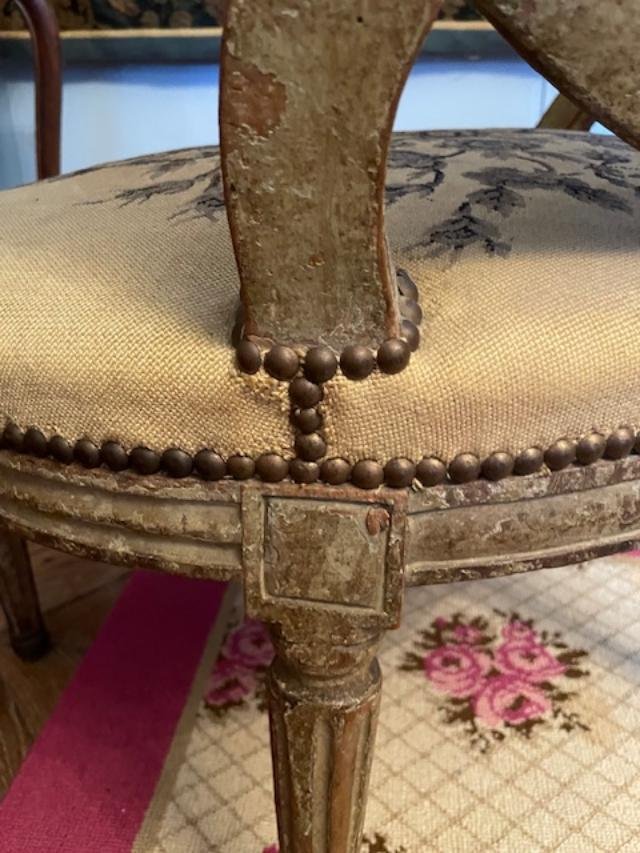 Pair Of 18th-century Armchairs With Medallion-shaped Backs In The Louis XVI Style-photo-3