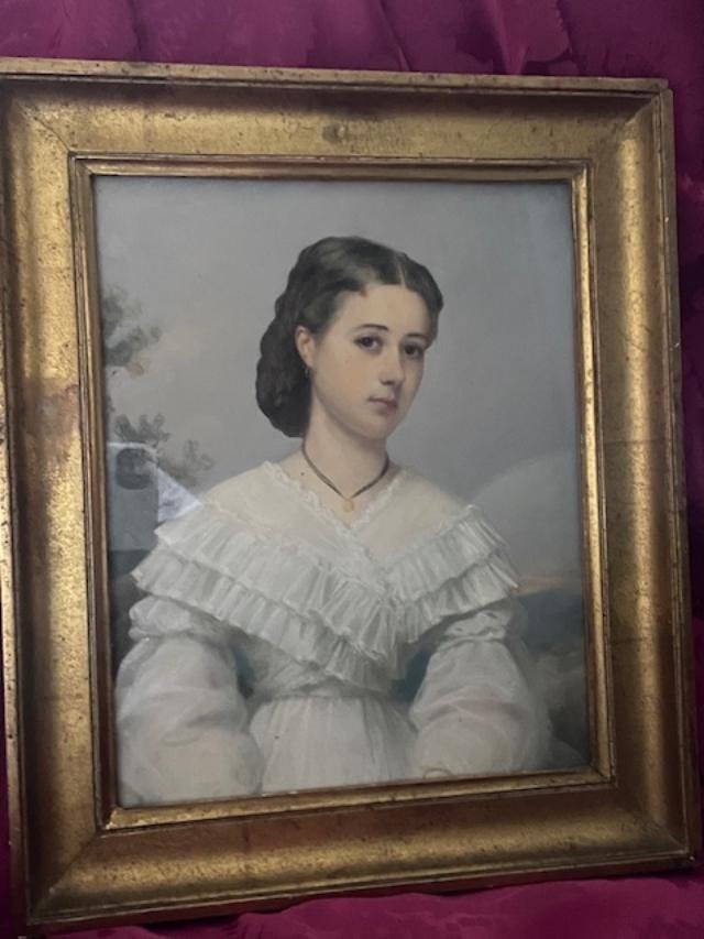 Pastel d'&eacute;poque romantique d'une jeune fille