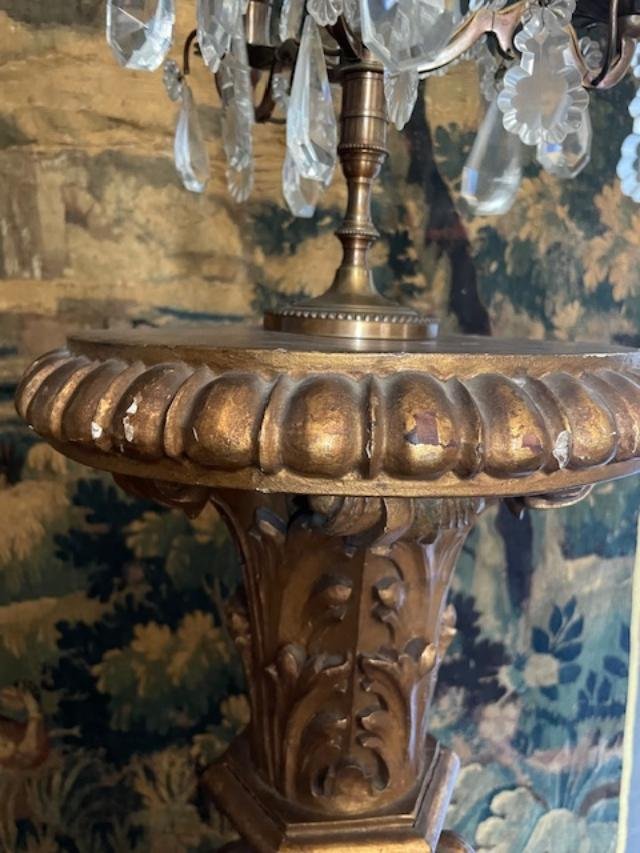 Regency-style Carved And Gilded Wooden Candlestick Holder-photo-3