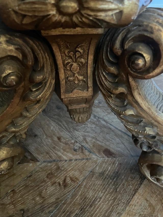 Regency-style Carved And Gilded Wooden Candlestick Holder-photo-6