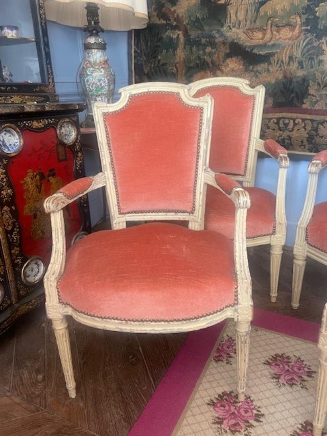 Set Of Four 18th-century Louis XVI-style Armchairs-photo-3