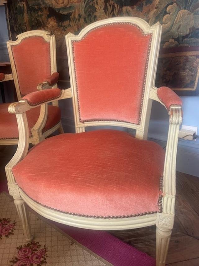 Set Of Four 18th-century Louis XVI-style Armchairs-photo-5