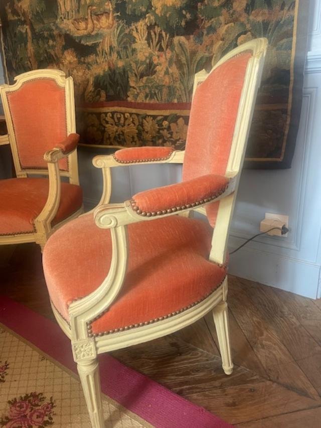 Set Of Four 18th-century Louis XVI-style Armchairs-photo-6