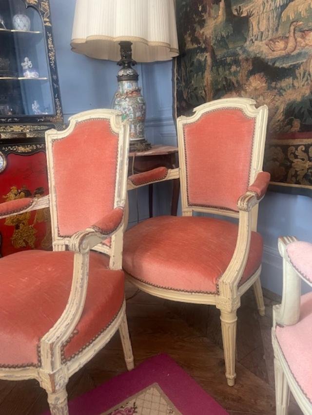 Set Of Four 18th-century Louis XVI-style Armchairs-photo-8