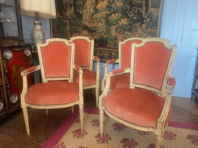 Set Of Four 18th-century Louis XVI-style Armchairs