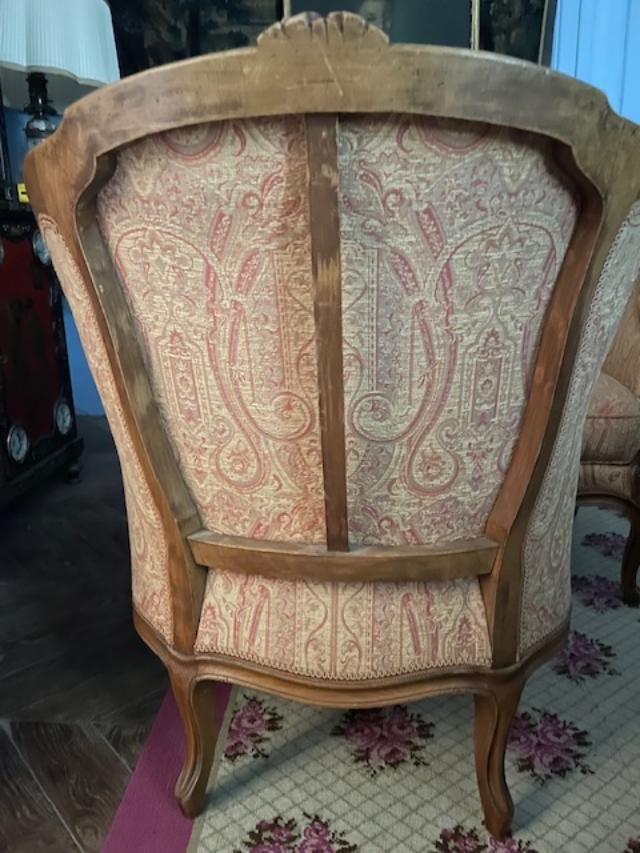 Paire de bergères confortables en bois naturel de style Louis XV-photo-3