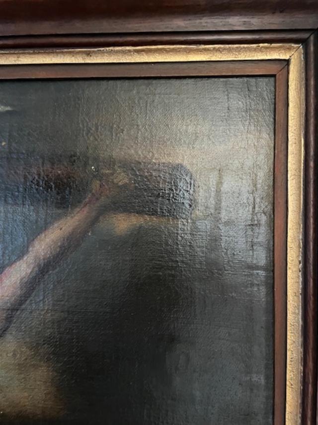 Importante huile sur toile du 18 ème , le Christ en croix-photo-3