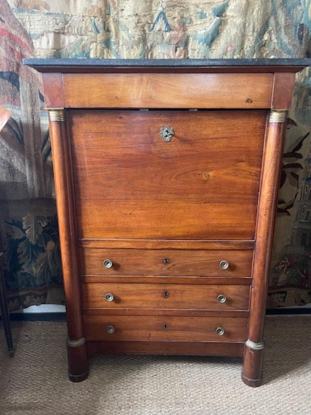 Empire-style Secretary Desk Made Of Light Mahogany