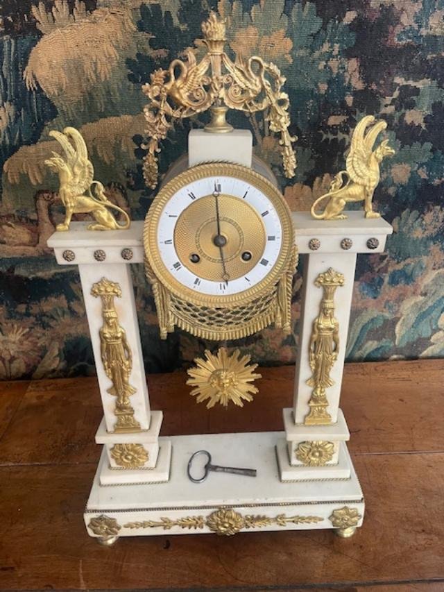 Importante pendule portique fin 18 ème d'époque Directoire-photo-2
