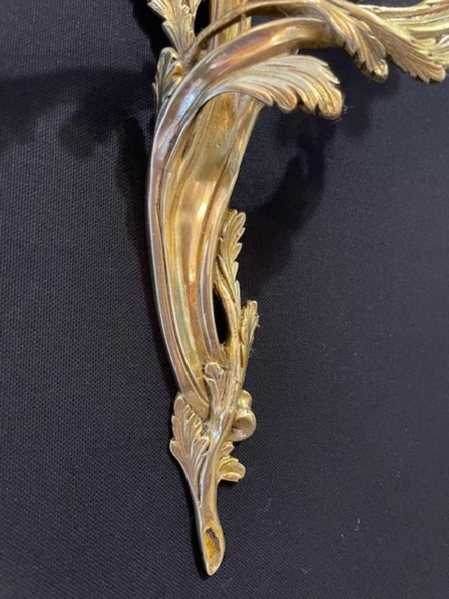 Paire d'appliques en bronze doré de style Louis XV-photo-3
