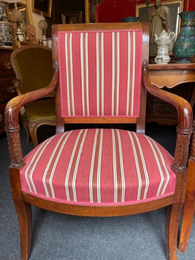 Paire de fauteuils d'époque Empire en acajou blond-photo-2