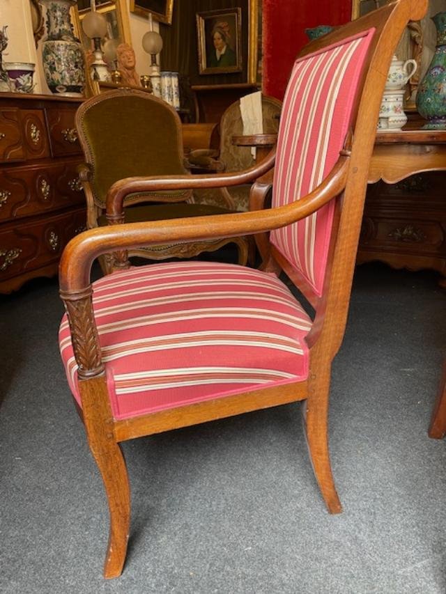 Paire de fauteuils d'époque Empire en acajou blond-photo-4