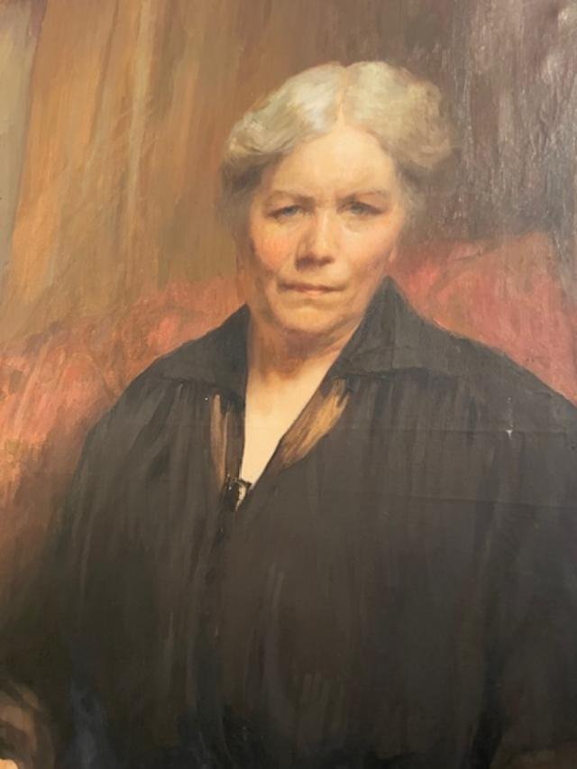 Important portrait d'une femme à la dentelle , huile sur toile.-photo-3